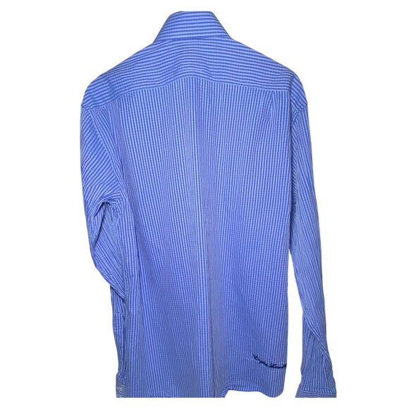 English Laundry Mens Long-Sleeve Button-Up Shirt Blue Checkered 100% Cotton 17 - Picture 4 of 8